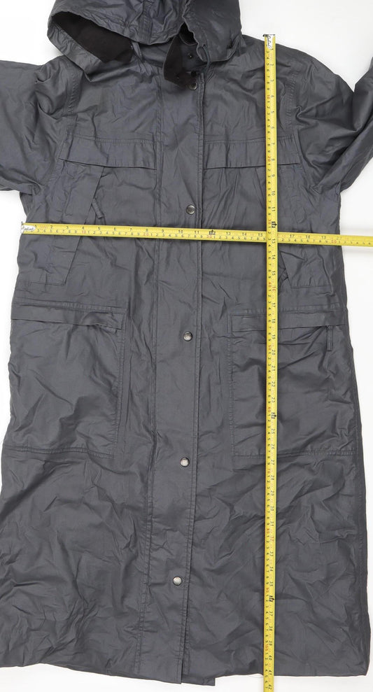 Four Seasons Women's Grey Hooded Waterproof Long Rain Coat Size S
