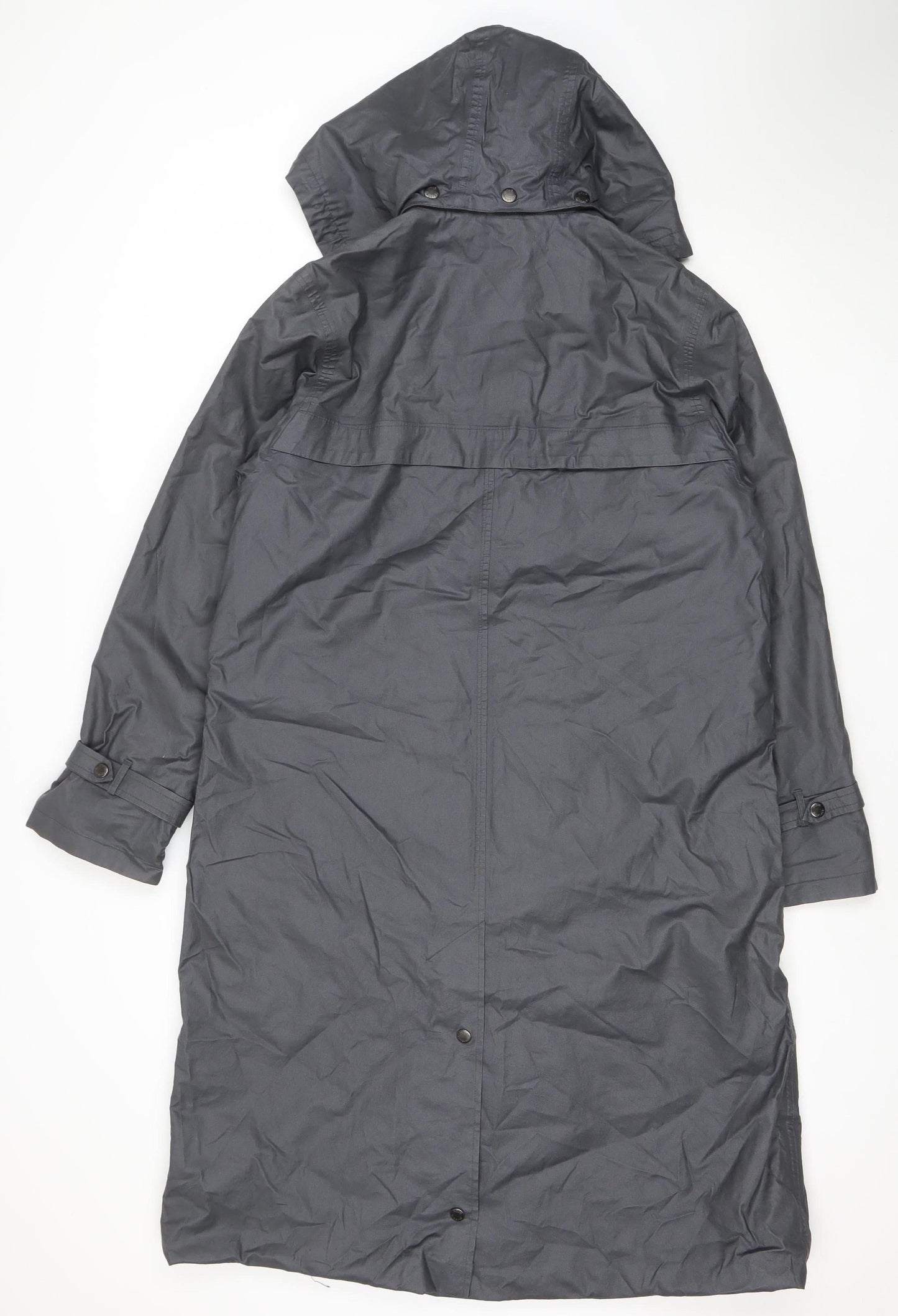 Four Seasons Women's Grey Hooded Waterproof Long Rain Coat Size S