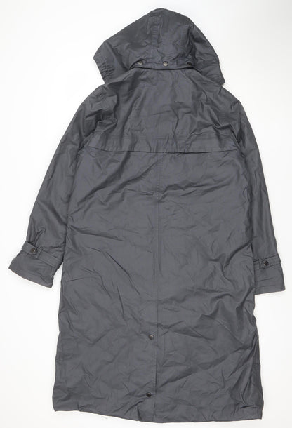 Four Seasons Women's Grey Hooded Waterproof Long Rain Coat Size S