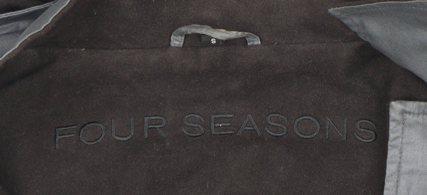 Four Seasons Women's Grey Hooded Waterproof Long Rain Coat Size S