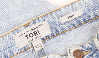 New Look Teens Blue Mom Distressed Jeans Size 12 High Rise Denim