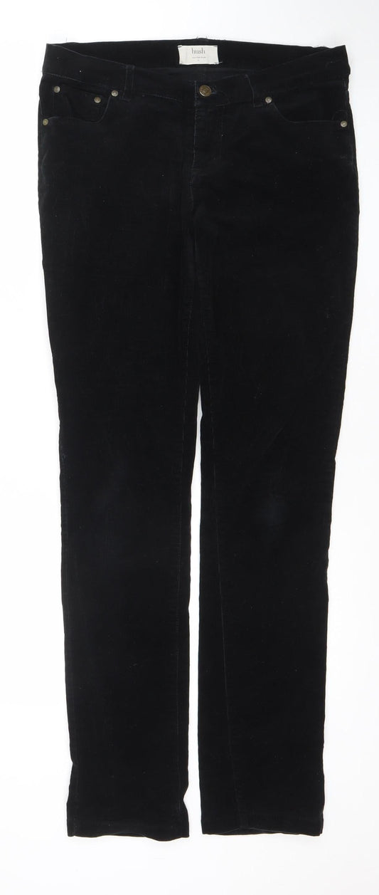 Hush Womens Black Velvet Stretch Slim Trousers Size 12