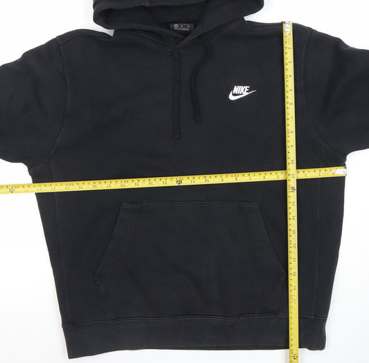 Nike Womens Black Pullover Hoodie M Cotton Blend Logo Sweatshirt