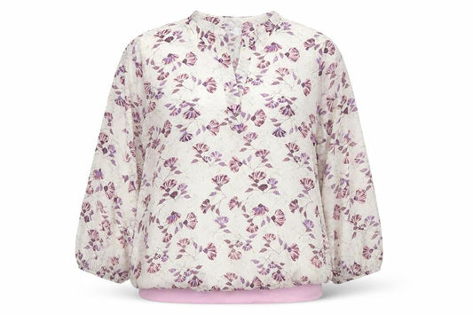Front view of Gerard women’s multicoloured floral tunic blouse, size UK 14