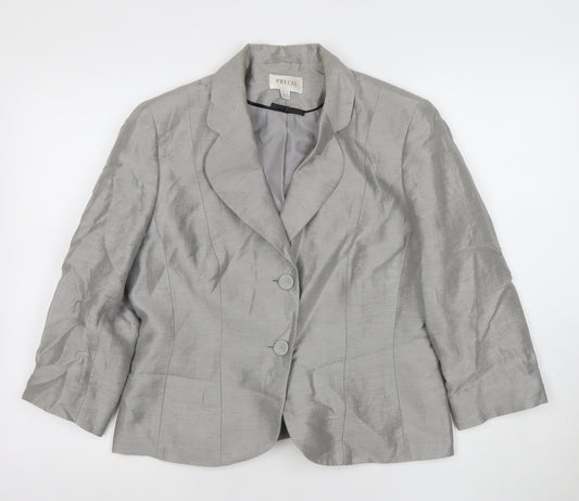 Precis Women Silver Grey Linen Blend Single-Breasted Blazer UK 12
