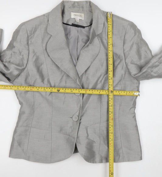 Precis Women Silver Grey Linen Blend Single-Breasted Blazer UK 12