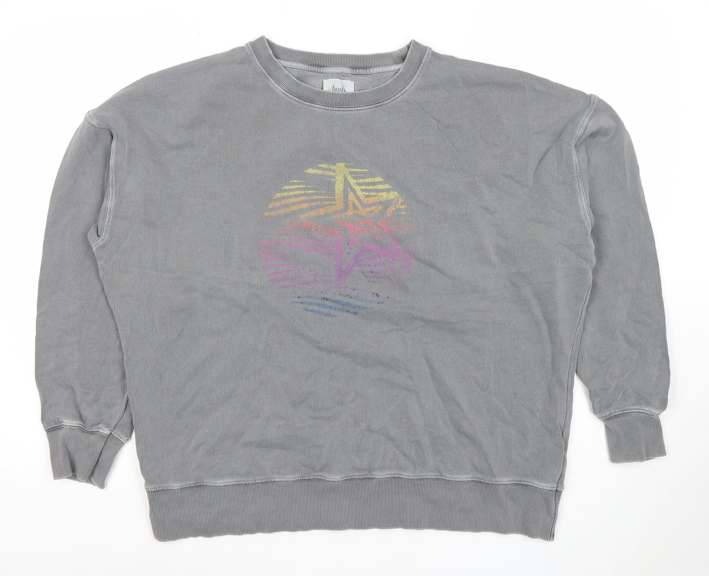 Womens UK Size L Fush Grey Pullover Sweatshirt