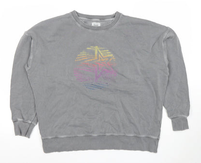 Womens UK Size L Fush Grey Pullover Sweatshirt