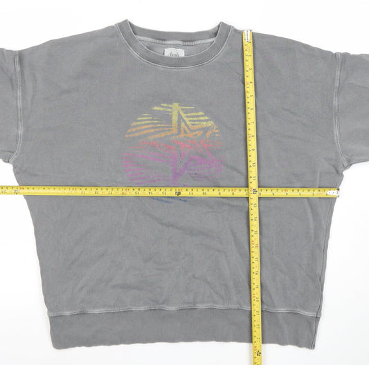 Womens UK Size L Fush Grey Pullover Sweatshirt