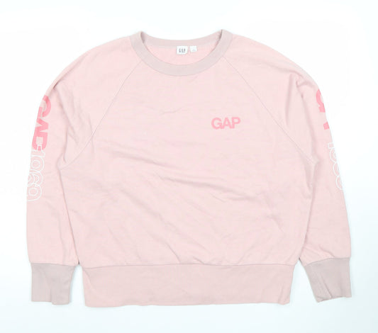 GAP Women Pink Logo Crew Neck Long Sleeve Sweatshirt Size M