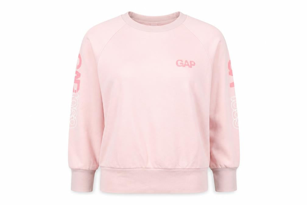Gap Women Pink Logo Crew Neck Long Sleeve Sweatshirt Size M