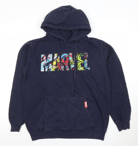 Mens UK Size M Marvel Blue Pullover Hoodie