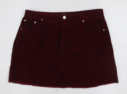 Miss Selfridge Women Red Corduroy Short Skirt UK 14