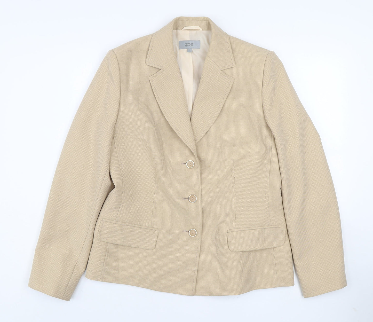 Marks and Spencer Women’s Beige Blazer Size 14 Classic Tailored Jacket