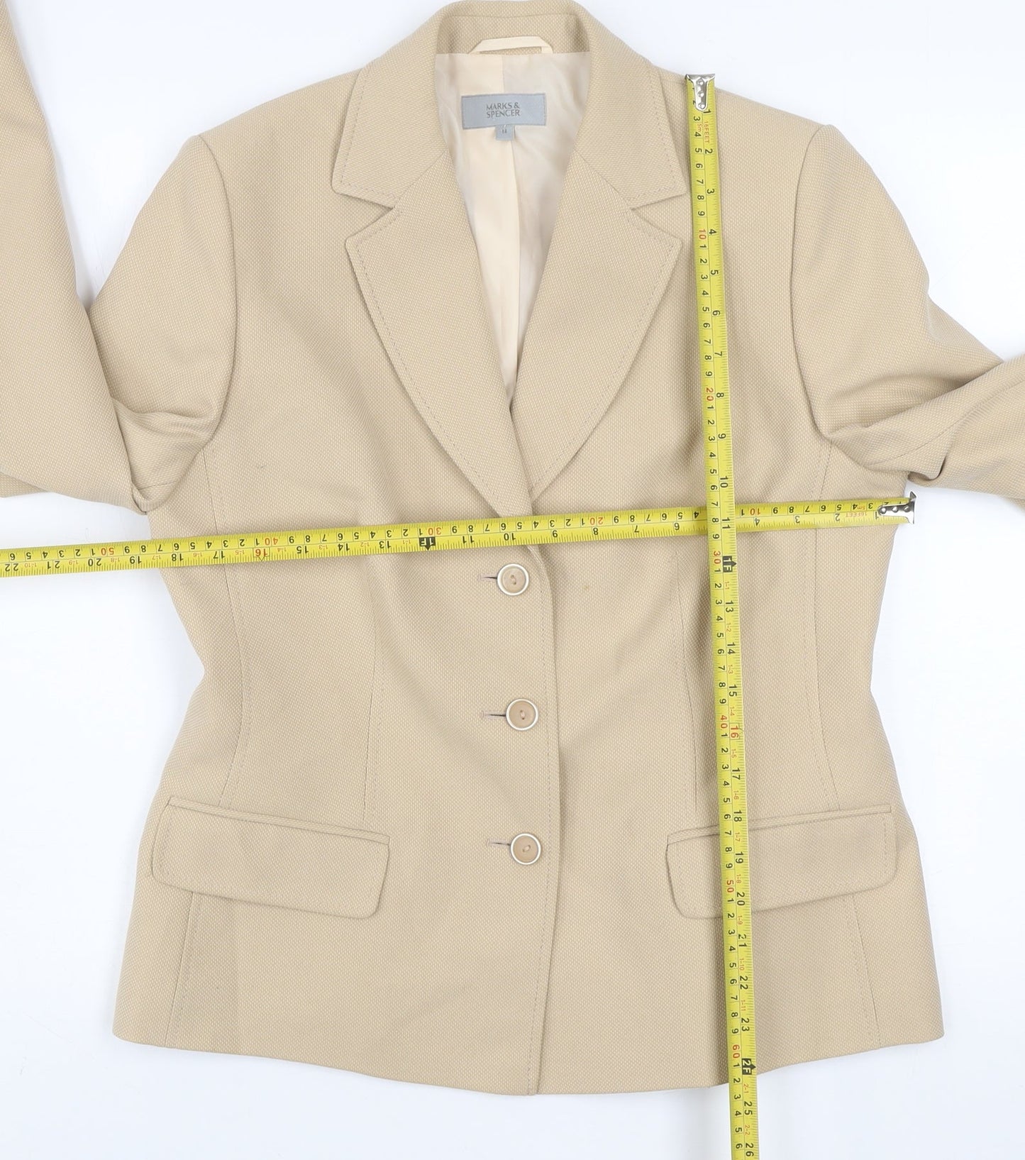 Marks and Spencer Women’s Beige Blazer Size 14 Classic Tailored Jacket