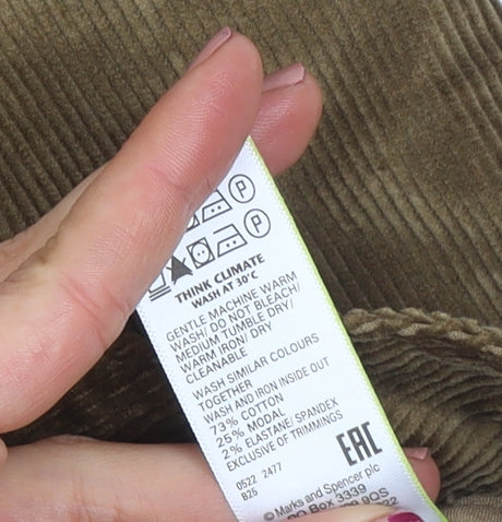 Marks and Spencer Men's Brown Corduroy Regular Fit Chino Trousers Size 14