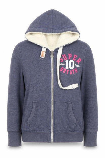 Womens UK Size S Superdry Blue Full Zip Hoodie