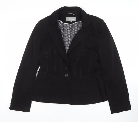 Marks and Spencer Women Black Size 12 Two-Button Tailored Blazer