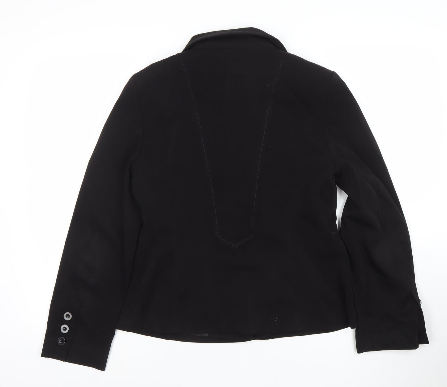 Marks and Spencer Women Black Size 12 Two-Button Tailored Blazer