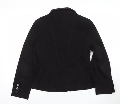Marks and Spencer Women Black Size 12 Two-Button Tailored Blazer