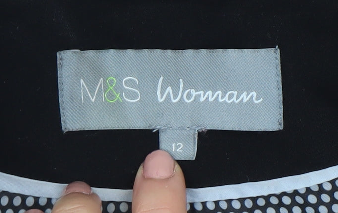 Marks and Spencer Women Black Size 12 Two-Button Tailored Blazer