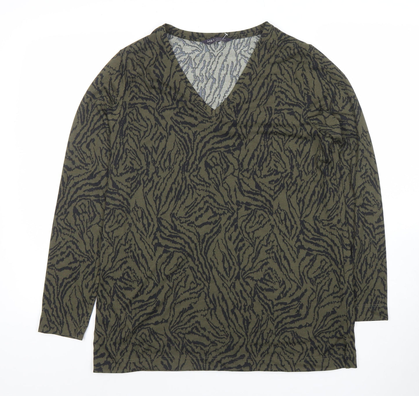 Womens UK Size 10 Marks and Spencer Green Jersey T-Shirt