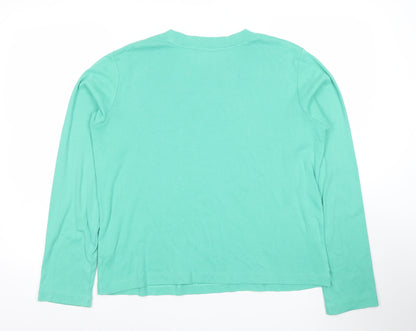 Hush Womens Green Long Sleeve Crew Neck Cotton T-Shirt M