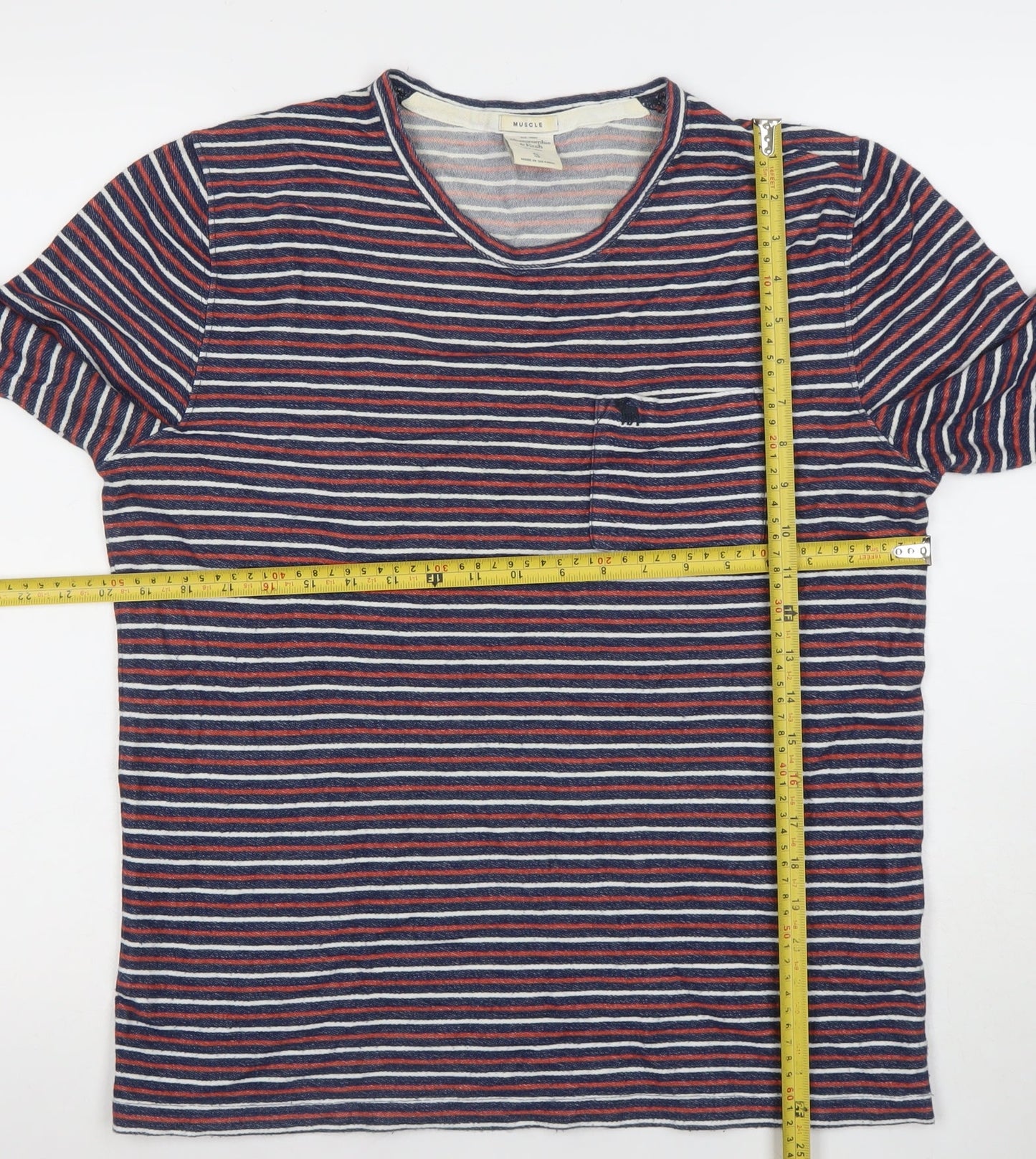 Abercrombie & Fitch Men's Multicoloured Stripe Long Sleeve Muscle Fit T-Shirt Size S