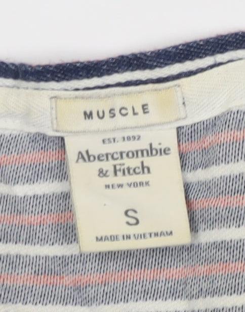 Abercrombie & Fitch Men's Multicoloured Stripe Long Sleeve Muscle Fit T-Shirt Size S