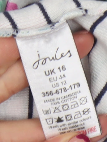 Joules Women’s Multicoloured Floral Long Sleeve Cotton Top UK 16