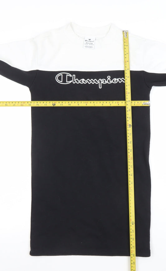 Champion Girls Black & White Logo T-Shirt Dress 9-10 Years