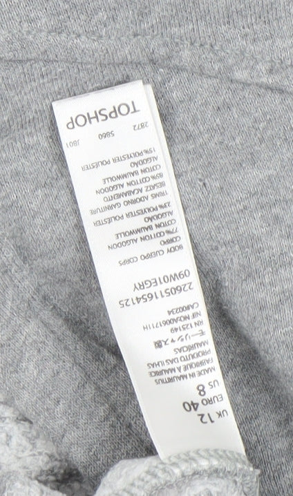 Womens UK Size 12 Topshop Grey Full Zip Hoodie