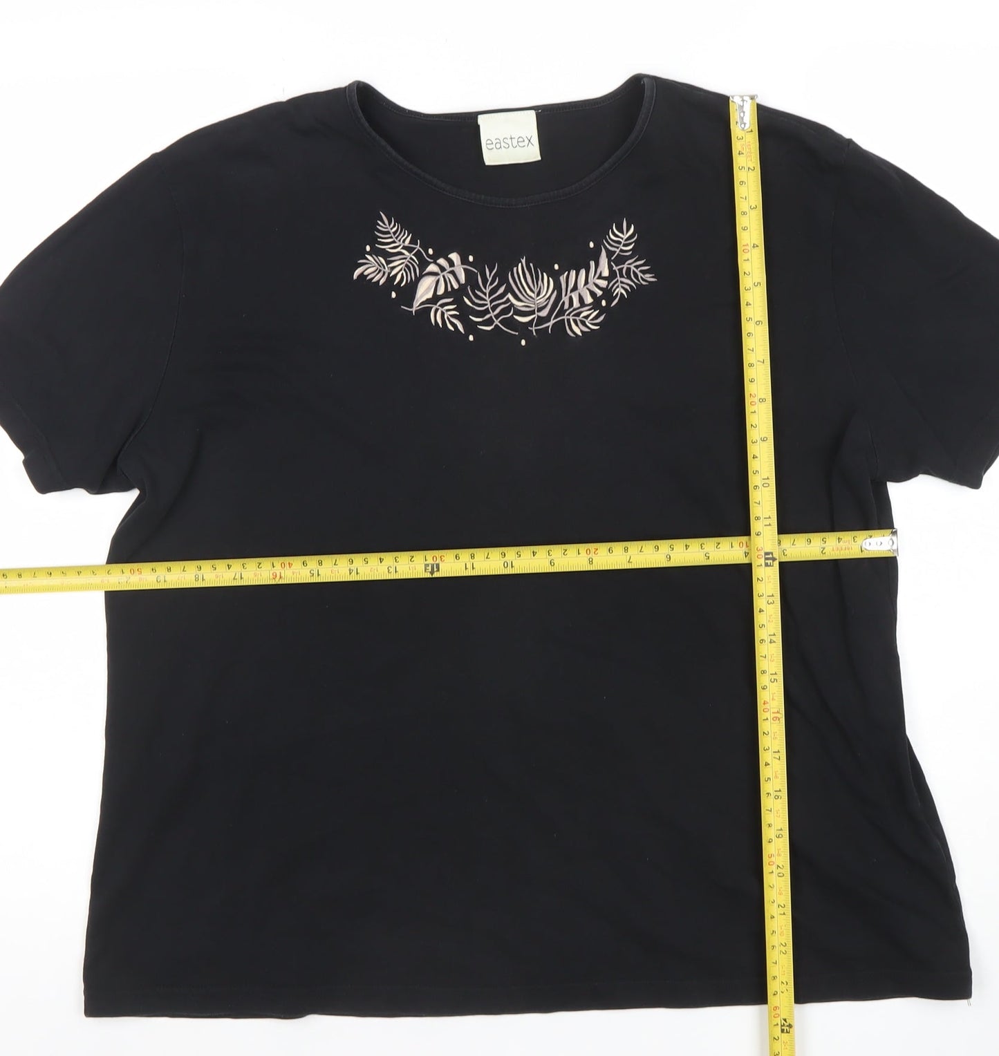 Womens UK Size L Eastex Black Basic T-Shirt