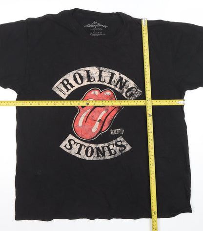 The Rolling Stones Men's Black L Band Graphic Cotton T-Shirt