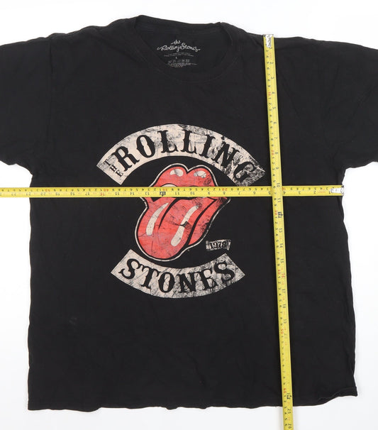 The Rolling Stones Men's Black L Band Graphic Cotton T-Shirt
