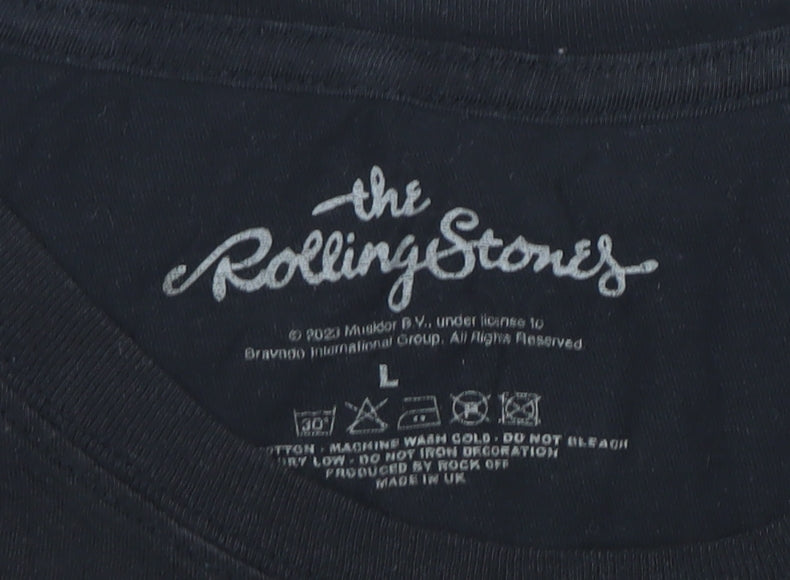 The Rolling Stones Men's Black L Band Graphic Cotton T-Shirt