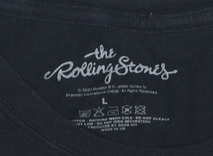 The Rolling Stones Men's Black L Band Graphic Cotton T-Shirt