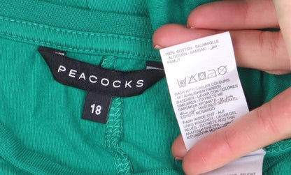 Peacocks Women's Green Size 18 Crew Neck Cotton T-Shirt
