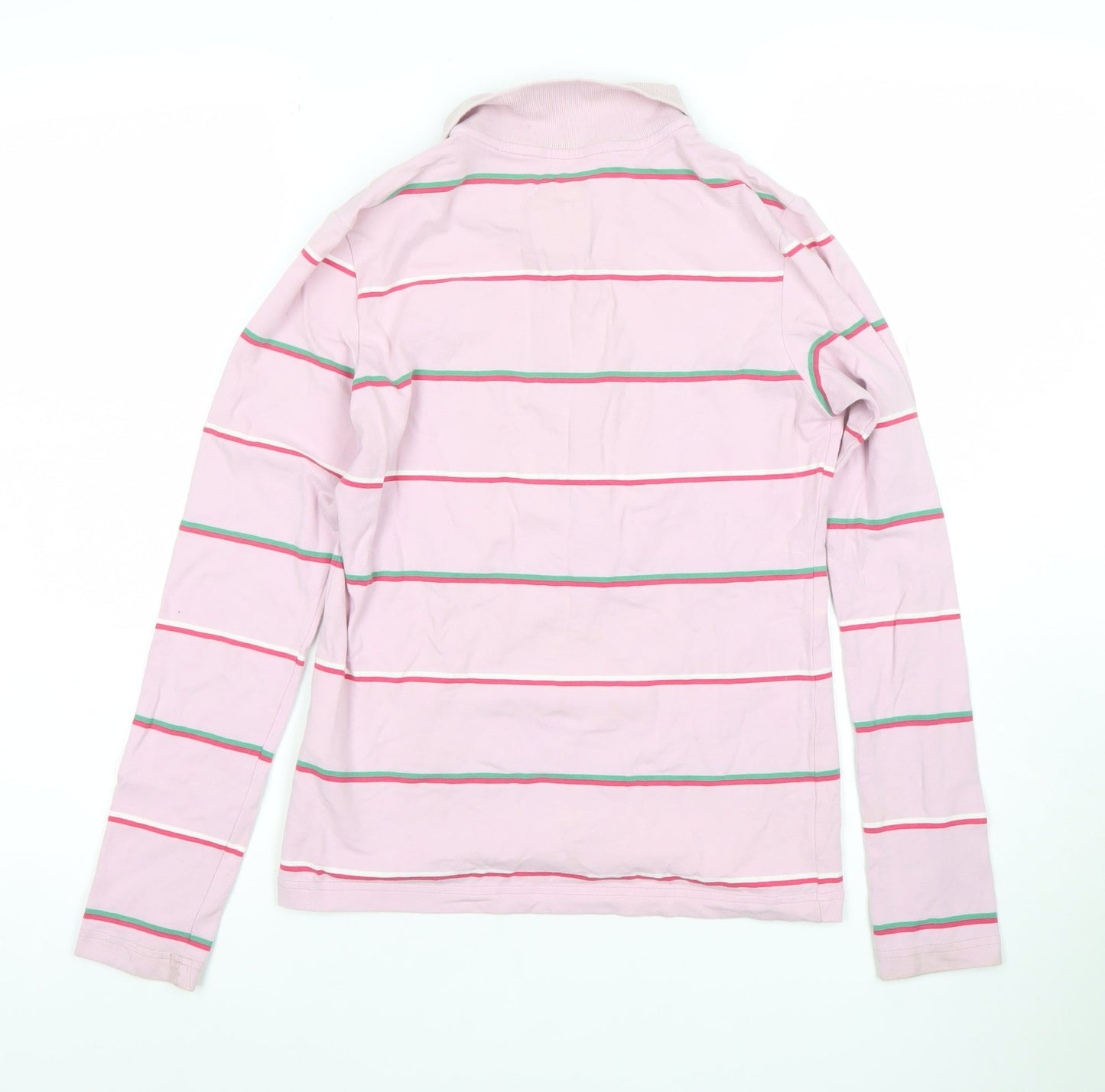 Nike Womens Pink Striped Long Sleeve Polo Shirt Size M
