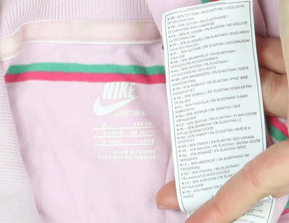 Nike Womens Pink Striped Long Sleeve Polo Shirt Size M