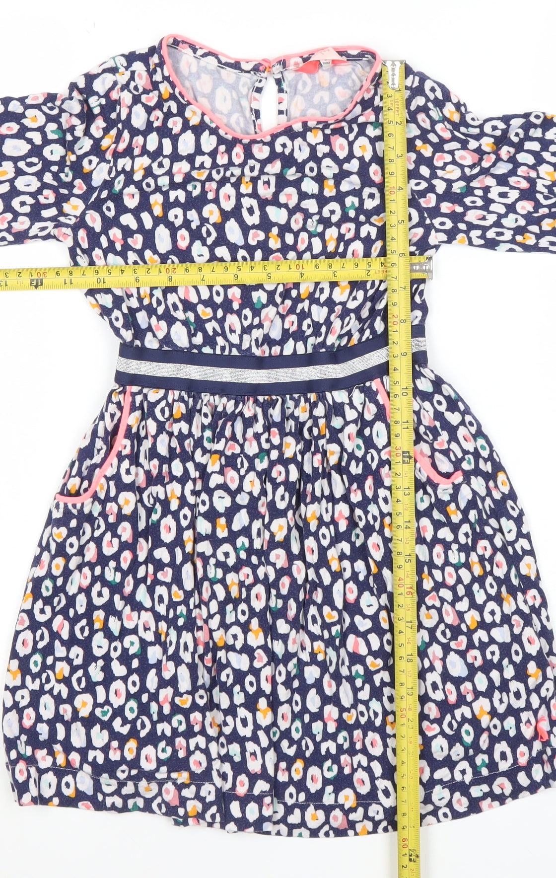 Joules Girls Blue Animal Print Cotton Fit & Flare Dress Age 7 Years