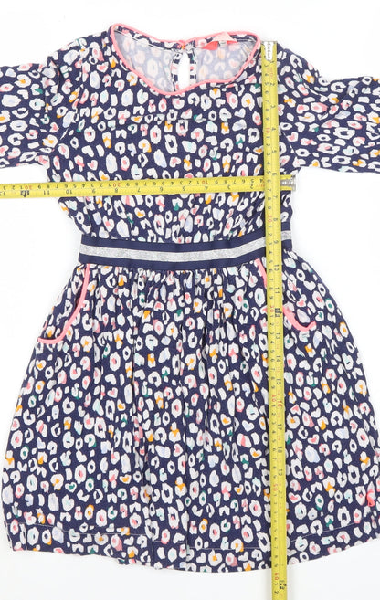Joules Girls Blue Animal Print Cotton Fit & Flare Dress Age 7 Years