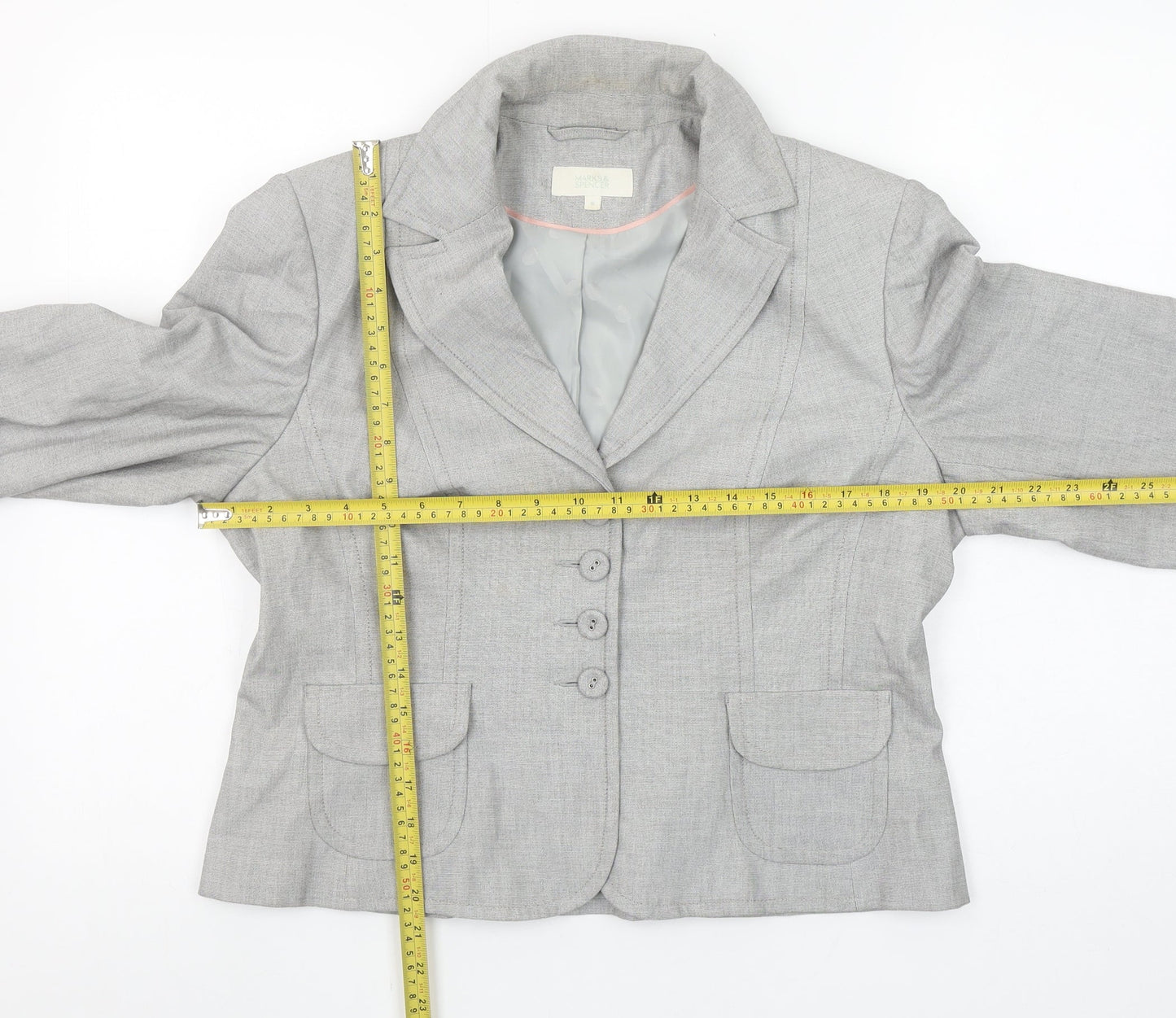 Marks and Spencer Women’s Grey Size 16 Single-Breasted Blazer
