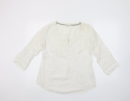 Fat Face Women’s Ivory Cotton 3/4 Sleeve Tunic Blouse Size 10