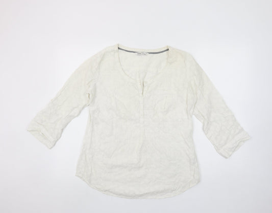 Fat Face Women’s Ivory Cotton 3/4 Sleeve Tunic Blouse Size 10