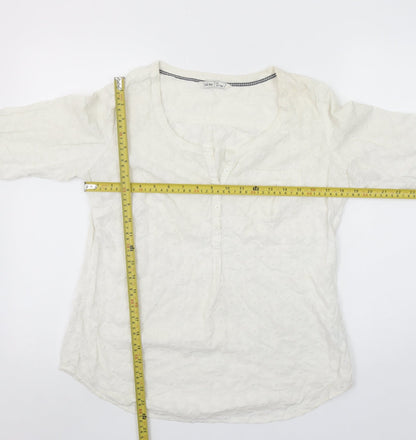 Fat Face Women’s Ivory Cotton 3/4 Sleeve Tunic Blouse Size 10