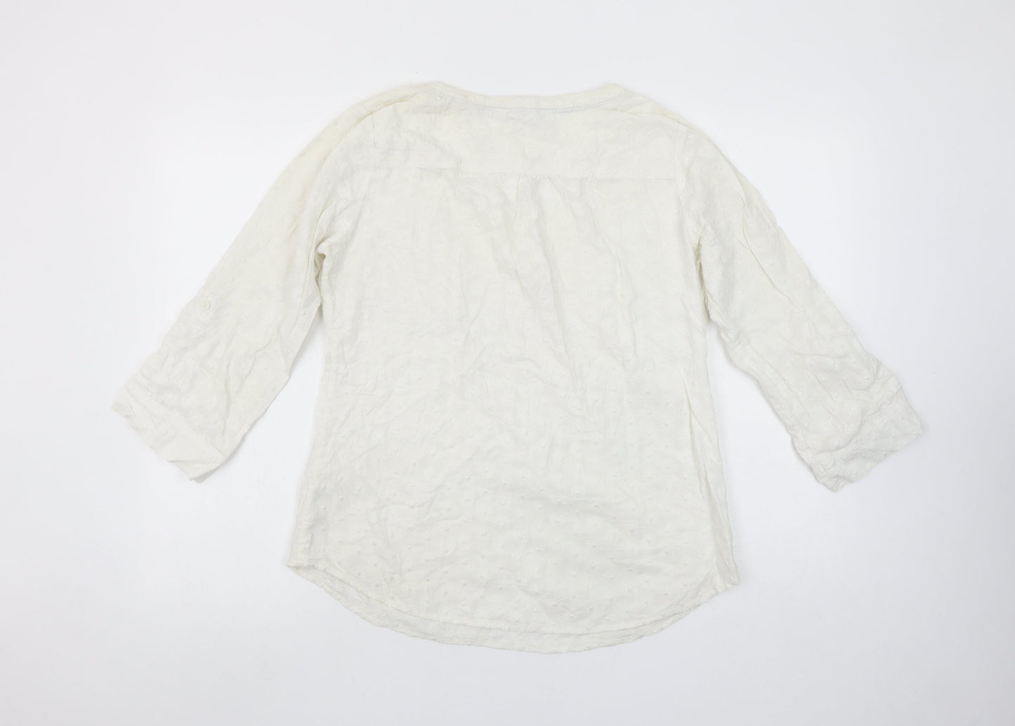 Fat Face Women’s Ivory Cotton 3/4 Sleeve Tunic Blouse Size 10