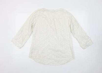 Fat Face Women’s Ivory Cotton 3/4 Sleeve Tunic Blouse Size 10