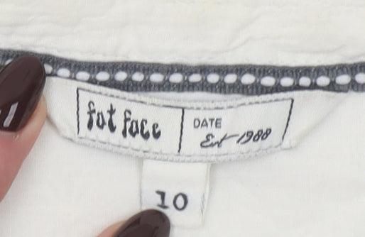 Fat Face Women’s Ivory Cotton 3/4 Sleeve Tunic Blouse Size 10