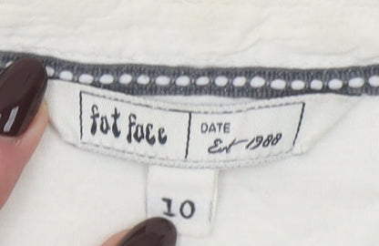 Fat Face Women’s Ivory Cotton 3/4 Sleeve Tunic Blouse Size 10